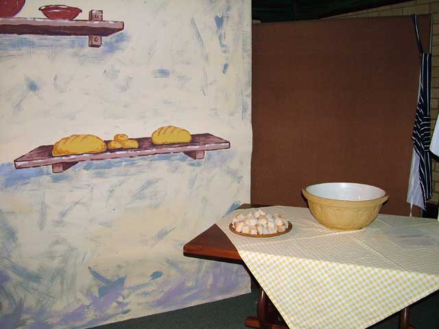 A painted backdrop but real fresh bread!