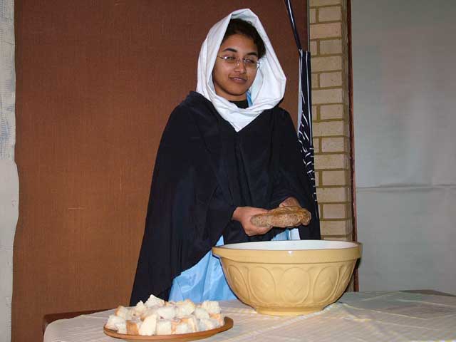 Mary baking bread