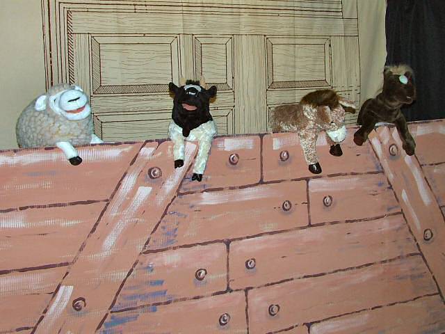 The puppet animals in their stable