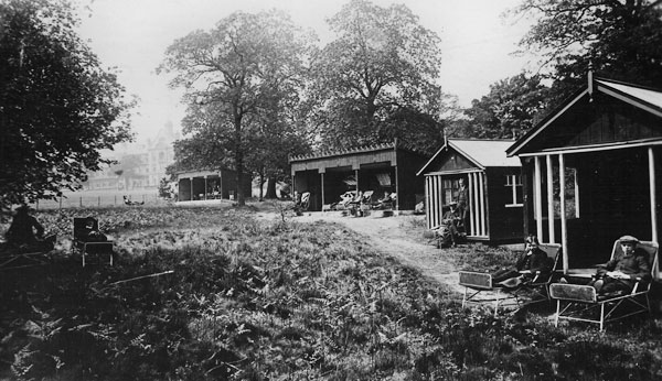 A row of shelters in the grounds